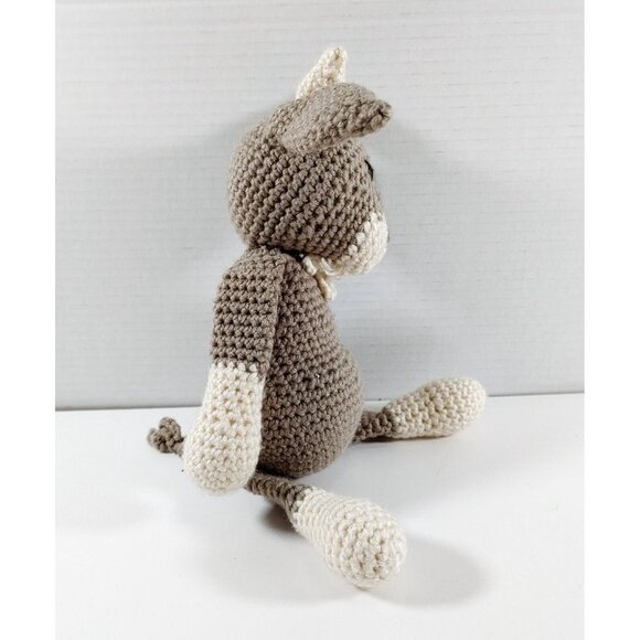 Handmade Crochet  Knitted Gray Billy Goat Plush 14" - Picture 2 of 3